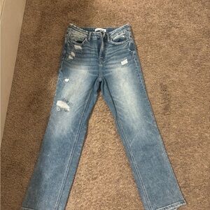 Flying Monkey Distressed Straight Leg Blue Jeans